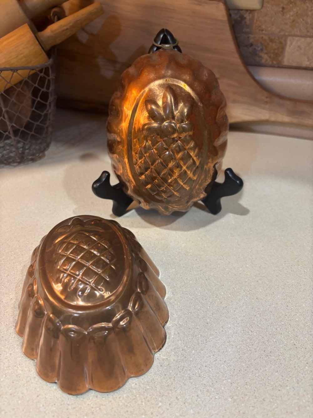 Vintage Copper Pineapple Jelly Molds - Set of 2